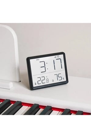 Mıknatıslı Dijital Mini Saat LCD Ekran, Sıcaklık ve Nem Göstergeli, Alarmlı