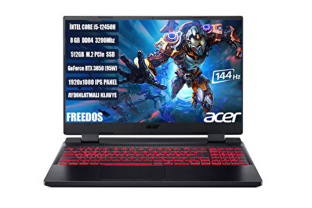Acer Nitro 5 AN515-58-544K Intel I5-12450H 8GB 512GB SSD RTX3050 15.6" FHD IPS 144hz Freedos Taşınabilir Bilgisayar NH.QFJEY.007