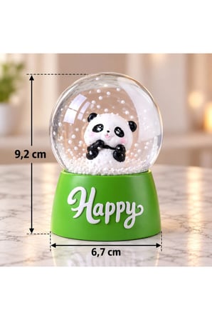 Kişiye Özel Sevimli Panda Tasarımlı Işıklı Kar Küresi – Çocuklar İçin Işıklı 9,2x6,7 cm