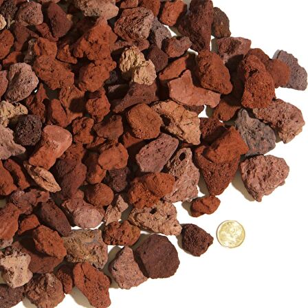 Pomza Taşı Orta Pomza 20 Kg 15-25 Mm Kırmızı Pomza Curüf Lav Taşı Cürüf