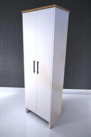 İki Kapaklı Raflı Çok Amaçlı Dolap Beyaz 182cm