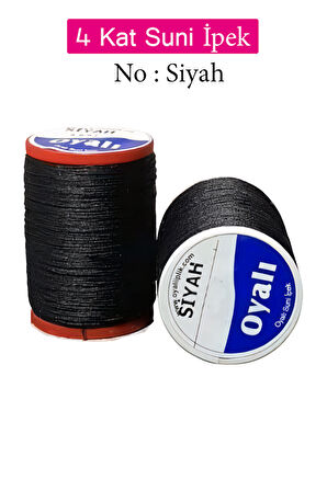 Oyalı 4 Kat Suni İpek İplik İğne Oyası Boncuk İpi Tığ Oyası No:Siyah