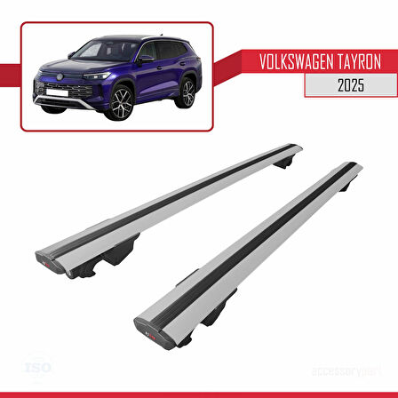 Volkswagen Tayron 2025 ve Sonrası ile Uyumlu HOOK Model Ara Atkı Tavan Barı Gri 2 Adet