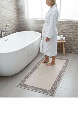  Pamuklu Kaymaz Taban Dikdörtgen Banyo Paspası – Yüksek Emici Pamuk Dokuma Banyo Halısı