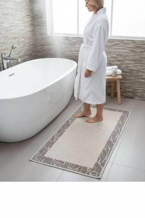  Pamuklu Kaymaz Taban Dikdörtgen Banyo Paspası – Yüksek Emici Pamuk Dokuma Banyo Halısı