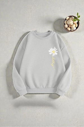 Çok Renkli En sevilen Papatya Serisi Baskılı Sweatshirt 3'lü Fırsat Paketi