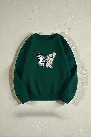 Çok Renkli En sevilen Papatya Serisi Baskılı Sweatshirt 3'lü Fırsat Paketi