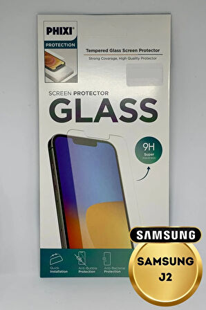 Samsung J2 Uyumlu Temperli Tam Koruma Şeffaf Cam Ekran Koruyucu
