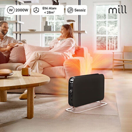 Mill Elektrikli Taşınabilir Panel Isıtıcı 2000W – Siyah