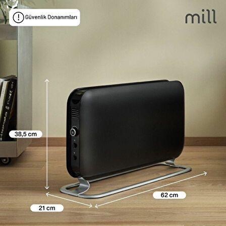 Mill Elektrikli Taşınabilir Panel Isıtıcı 2000W – Siyah