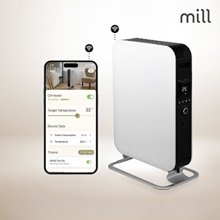 Mill Elektrikli Taşınabilir Yağlı Radyatör Isıtıcı WiFi Bağlantılı