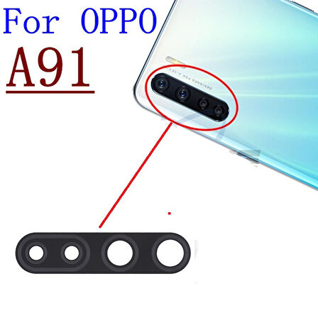 Tkgz Oppo A91 Arka Kamera Camı Lens Yapışkanlı