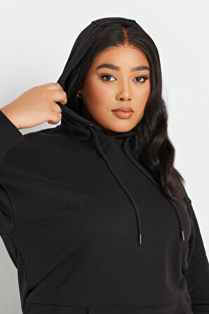 Büyük Beden Kapüşonlu Cepli Fermuar Detaylı Sweatshirt 303800