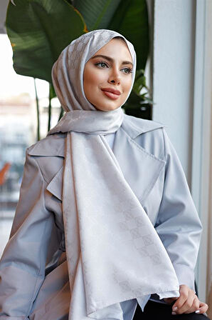 Dama Desen Şal Gümüş Gri