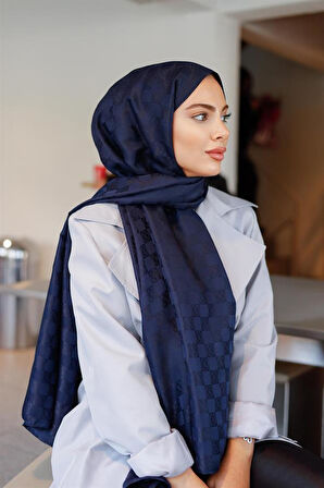 Dama Desen Şal Lacivert
