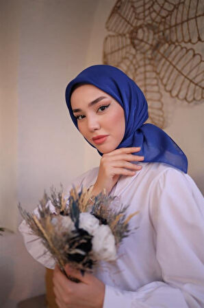 Abiye Eşarp Saks Mavi