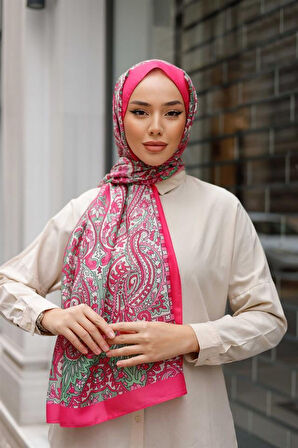 Etnik Desen Lotus Şal Fuşya