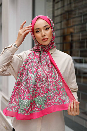 Etnik Desen Lotus Şal Fuşya