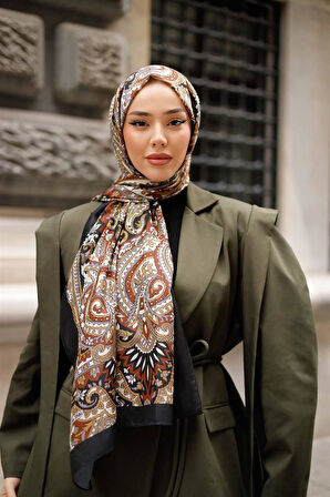 Etnik Desen Lotus Şal Kahve