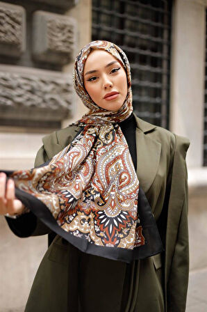 Etnik Desen Lotus Şal Kahve