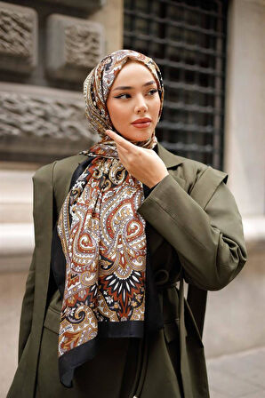 Etnik Desen Lotus Şal Kahve