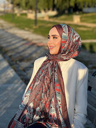 Etnik Desen Queen Şal Kahve