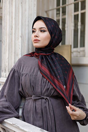 Q Serisi Eşarp Bordo Siyah