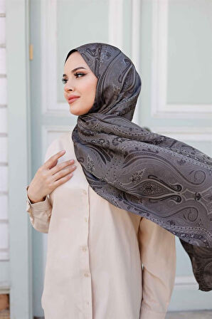 Etro Desen Premium Şal Antrasit