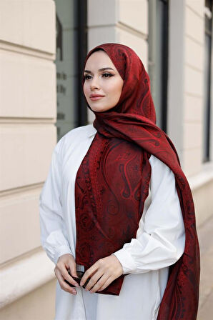 Etro Desen Premium Şal Bordo