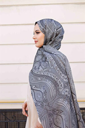 Etro Desen Premium Şal Gri