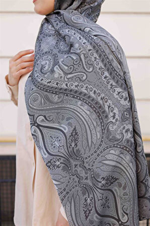 Etro Desen Premium Şal Gri