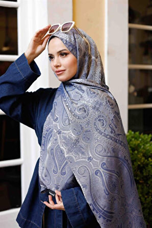 Etro Desen Premium Şal Gece Mavi