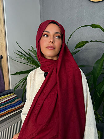 Yaprak Desen Şal Bordo