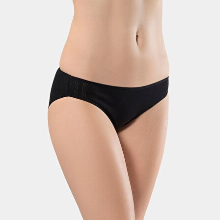Türen Kadın Jakarlı 2'li Pamuklu Bikini Külot 256/Siyah
