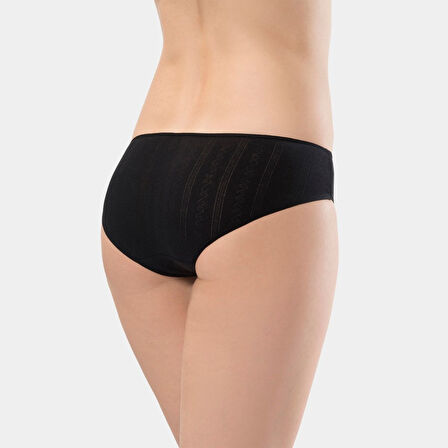 Türen Kadın Jakarlı 2'li Pamuklu Bikini Külot 256/Siyah