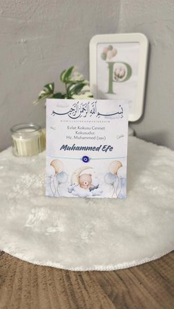 Pamuğum Atelier Kişiye Özel  Tasarım Kartlı Nazar Boncuklu Şans Bilekliği Doğum Günü Hediyelik (15 Adet)