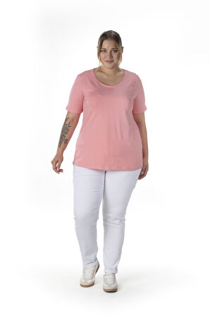 Büyük Beden Kısa Kol Basic T-shirt 10971529
