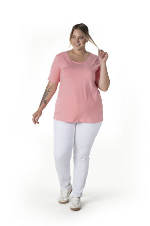 Büyük Beden Kısa Kol Basic T-shirt 10971529