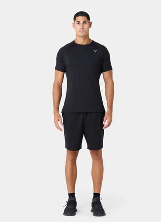 Squatwolf MT022640001 Ultralight Gym Tee Siyah Bisiklet Yaka Fit Düz Erkek T-Shirt