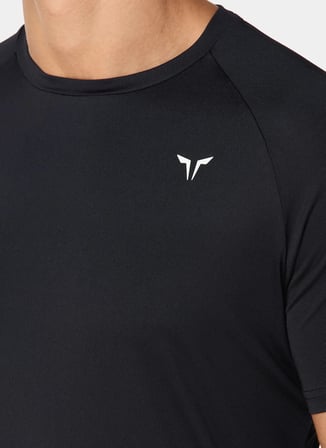 Squatwolf MT022640001 Ultralight Gym Tee Siyah Bisiklet Yaka Fit Düz Erkek T-Shirt