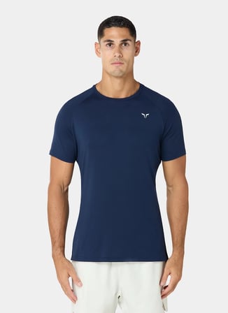 Squatwolf MT022640003 Ultralight Gym Tee Lacivert Bisiklet Yaka Fit Düz Erkek T-Shirt