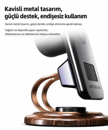 Telefon Standı & Bluetooth Hoparlör 360° Dönüşle Konforlu Kullanım Şık ve Fonksiyonel Stand