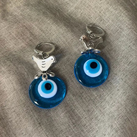 Uretti - Atiye 1857 - El Yapımı Nazar Boncuğu ve Kuş Detaylı Murano Cam Küpe