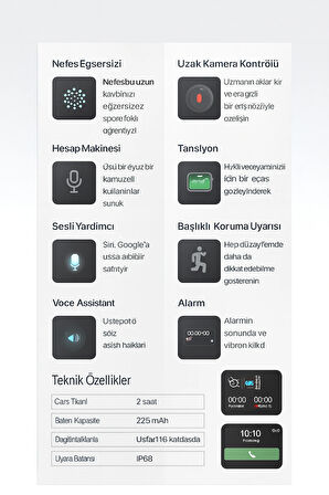 Bluetooth Aramalı Akıllı Saat Krem Sesli Asistan Arama  Zamanlayıcı Alarm Hava Durumu Uyku Takibi