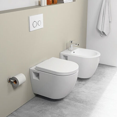 Quarter Bath Deep Asma Klozet Açık Montaj 52cm Beyaz Kapak Dahil