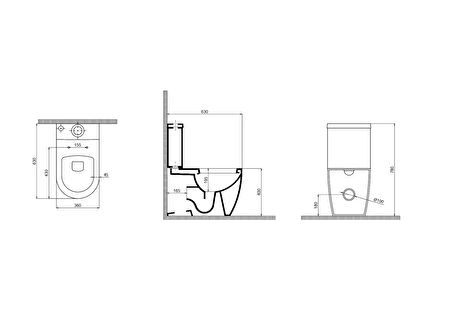 Quarter Bath Deep Duvara Sıfır Klozet Takımı Mat Beyaz (Rezervuar ve Kapak Dahil) - 63 cm
