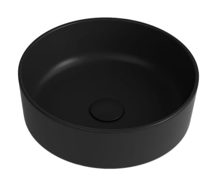 Alvit Mat Siyah Yuvarlak Tezgah Üstü Lavabo 42 cm