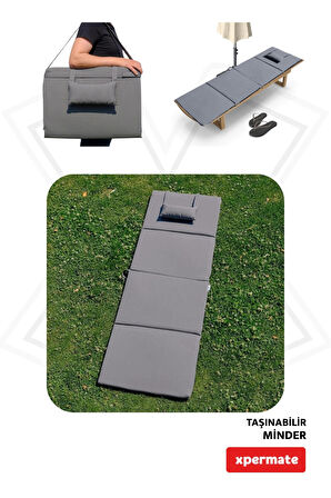 XPERMATE Katlanır Şezlong Minderi - Taşınır Kamp Yatağı Su Itici Solmaz Kumaş 180x60x3 Antrasit Ultraluks