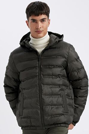 Slim Fit Su İtici Kapüşonlu Mont