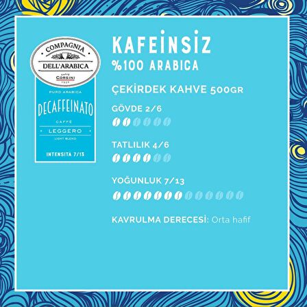 Caffe Corsini Kafeinsiz %100 Arabica Çekirdek Kahve 500GR